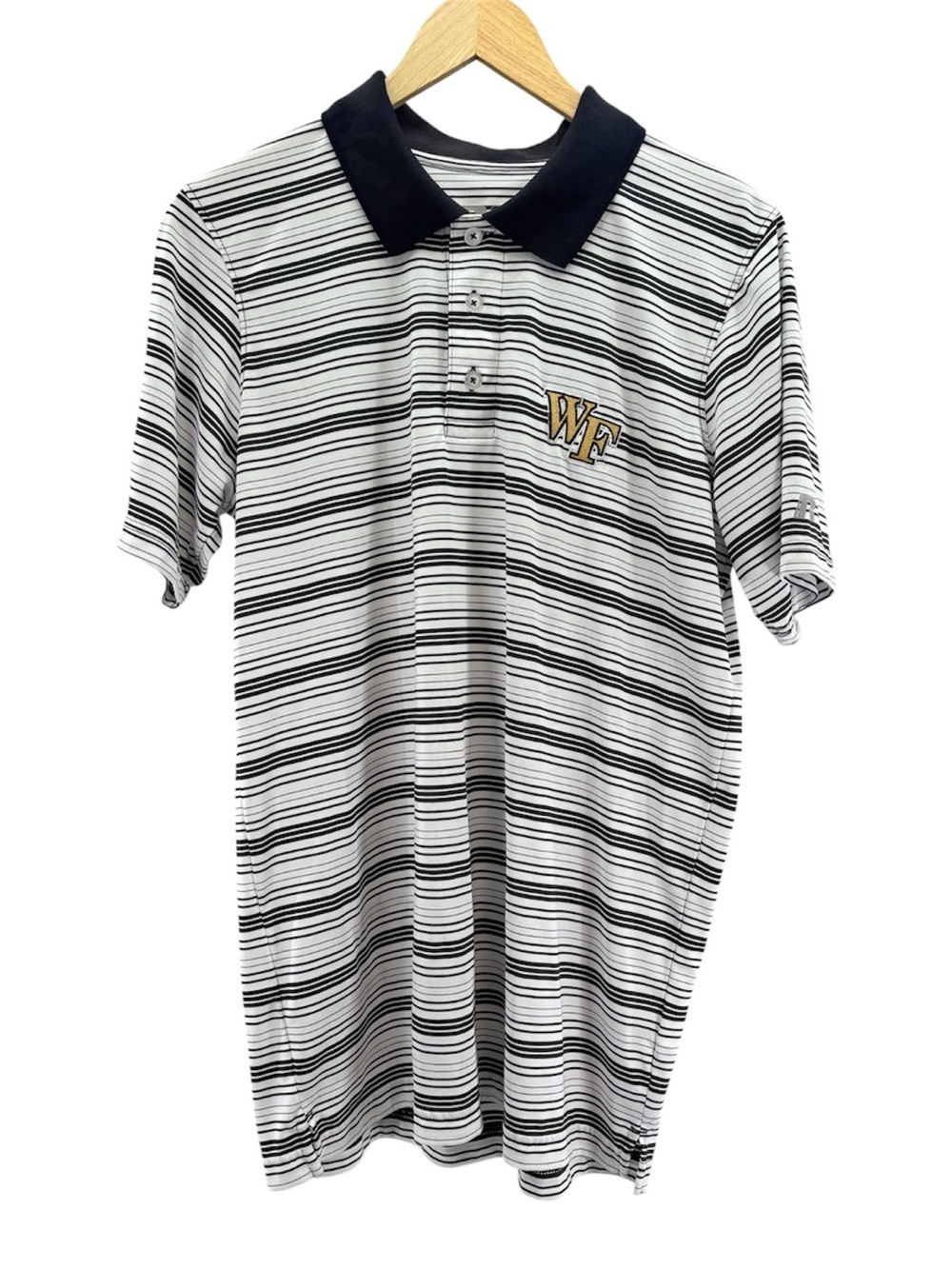 Wake Forest WFU Striped Black & White Short Sleeve Polo School Spirit Size M